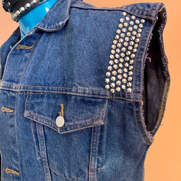 Punk, Metal Denim Studded Jacket - Picture 3 of 6